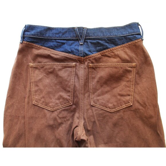 Veronica Beard Taylor Wide-Leg High-Rise Jeans 33" / Size 31 / Lasso Brown Navy - Picture 9 of 11